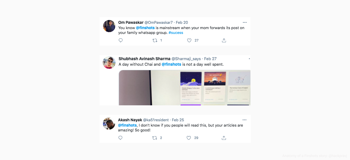 Finshots: Social Media Appreciation