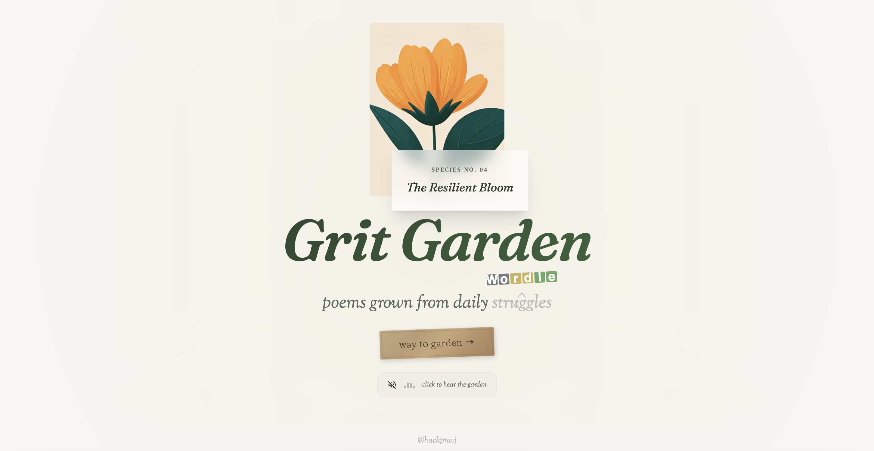 Grit Garden - Poems grown from daily Wordle