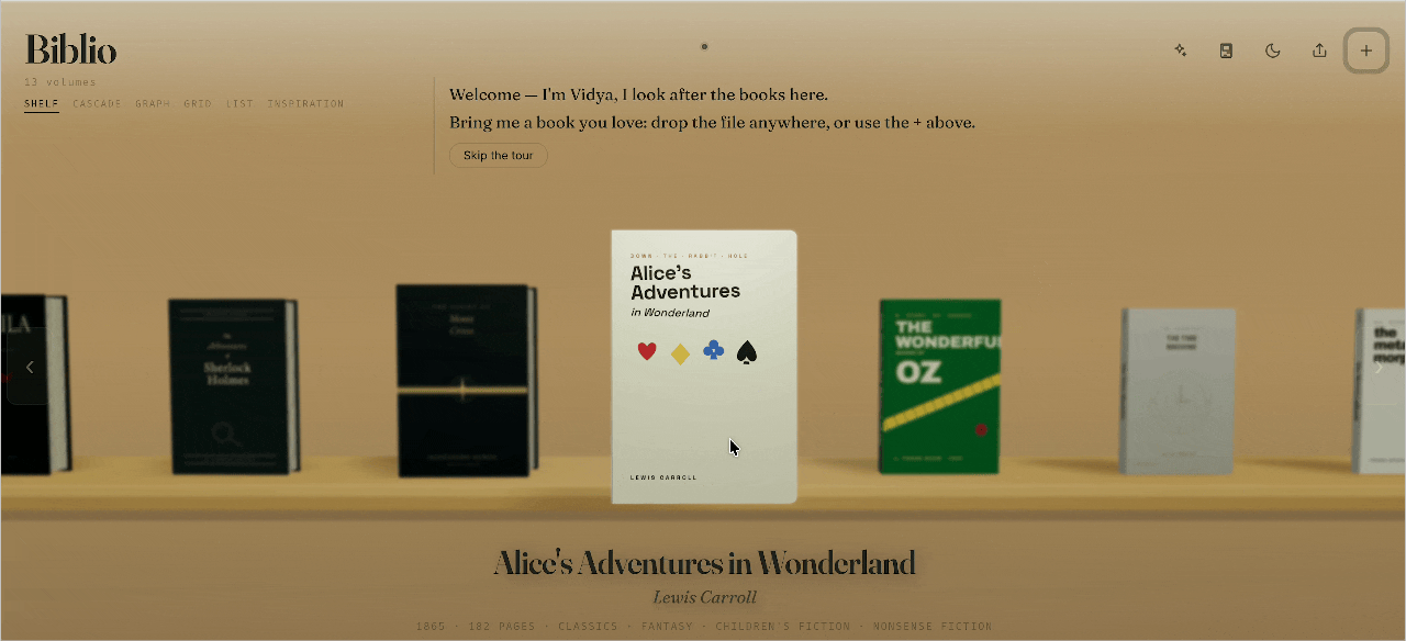 Bookshelf animation