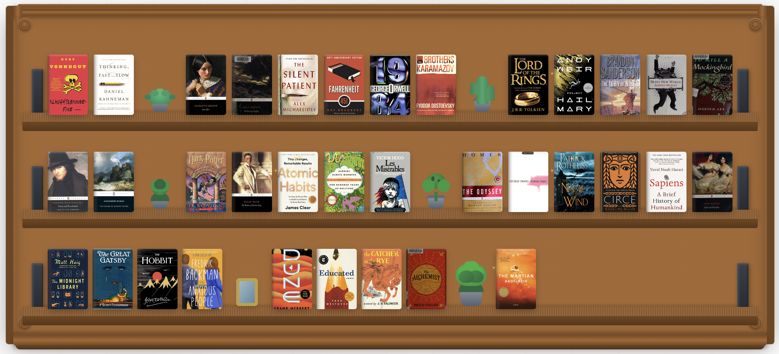 Bookshelf with books on a shelf